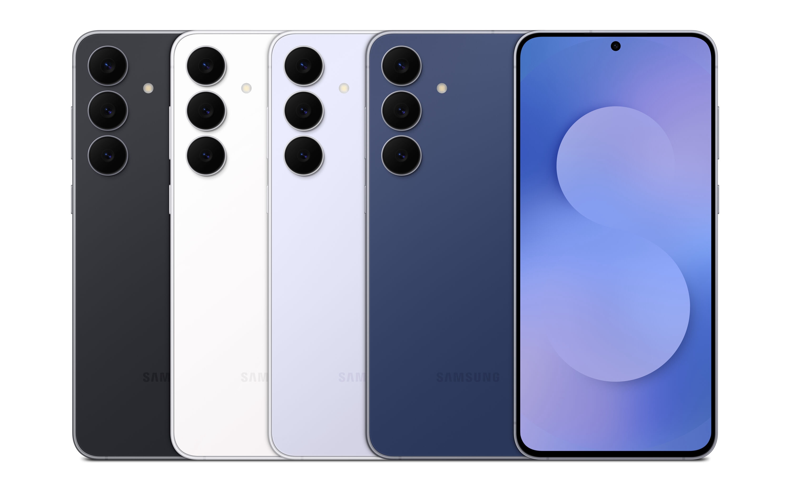 Range of Galaxy S25 FE colours lined up next to each other