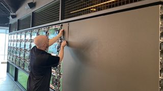 Jeremy Caldera installs an Absen Acclaim Plus video wall for a client.