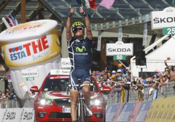 Vasili Kiryienka (Movistar Team) dedicates his win to Xavier Tondo