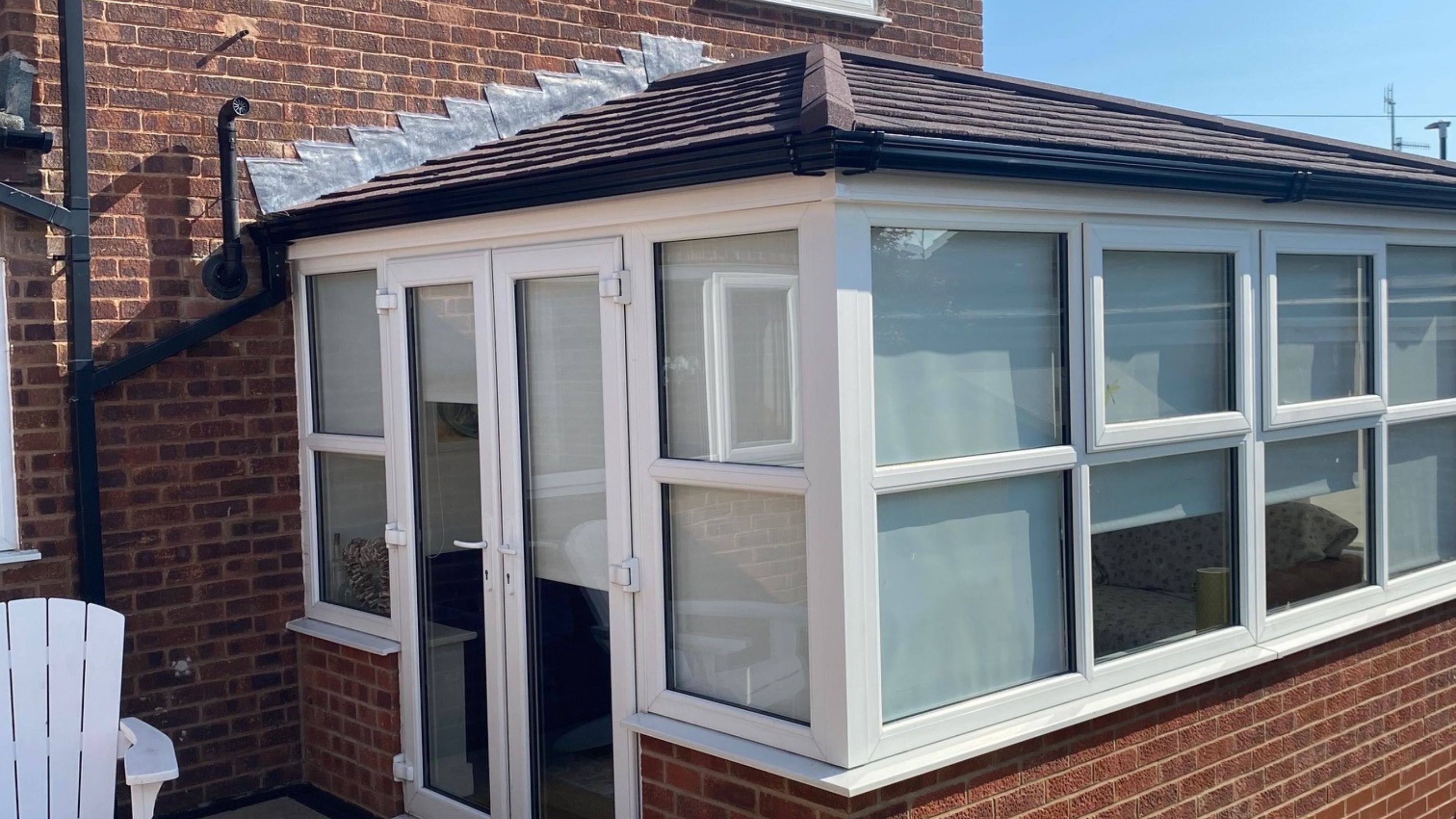 New conservatory roof exterior in daylight