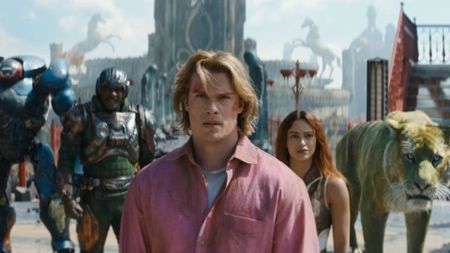 Idris Elba, Nicholas Galitzine, and Camila Mendes in Masters of the Universe