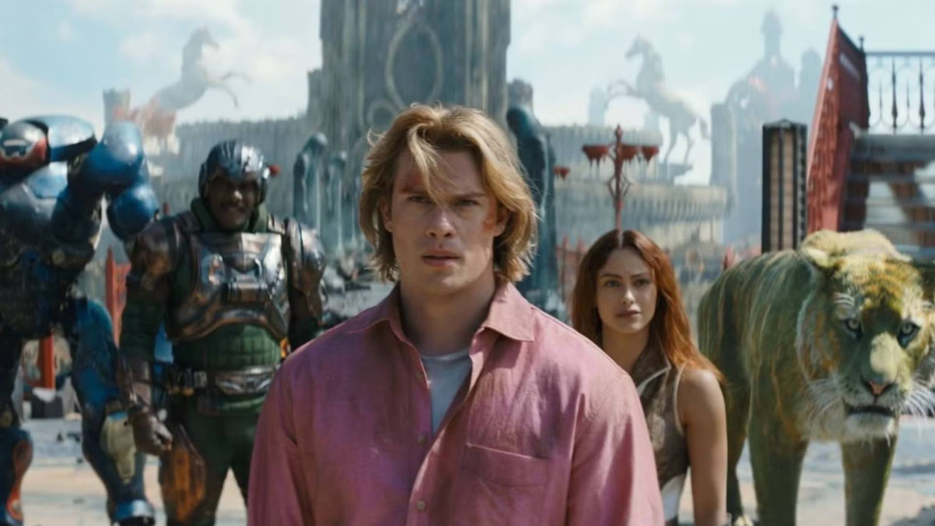 Idris Elba, Nicholas Galitzine, and Camila Mendes in Masters of the Universe
