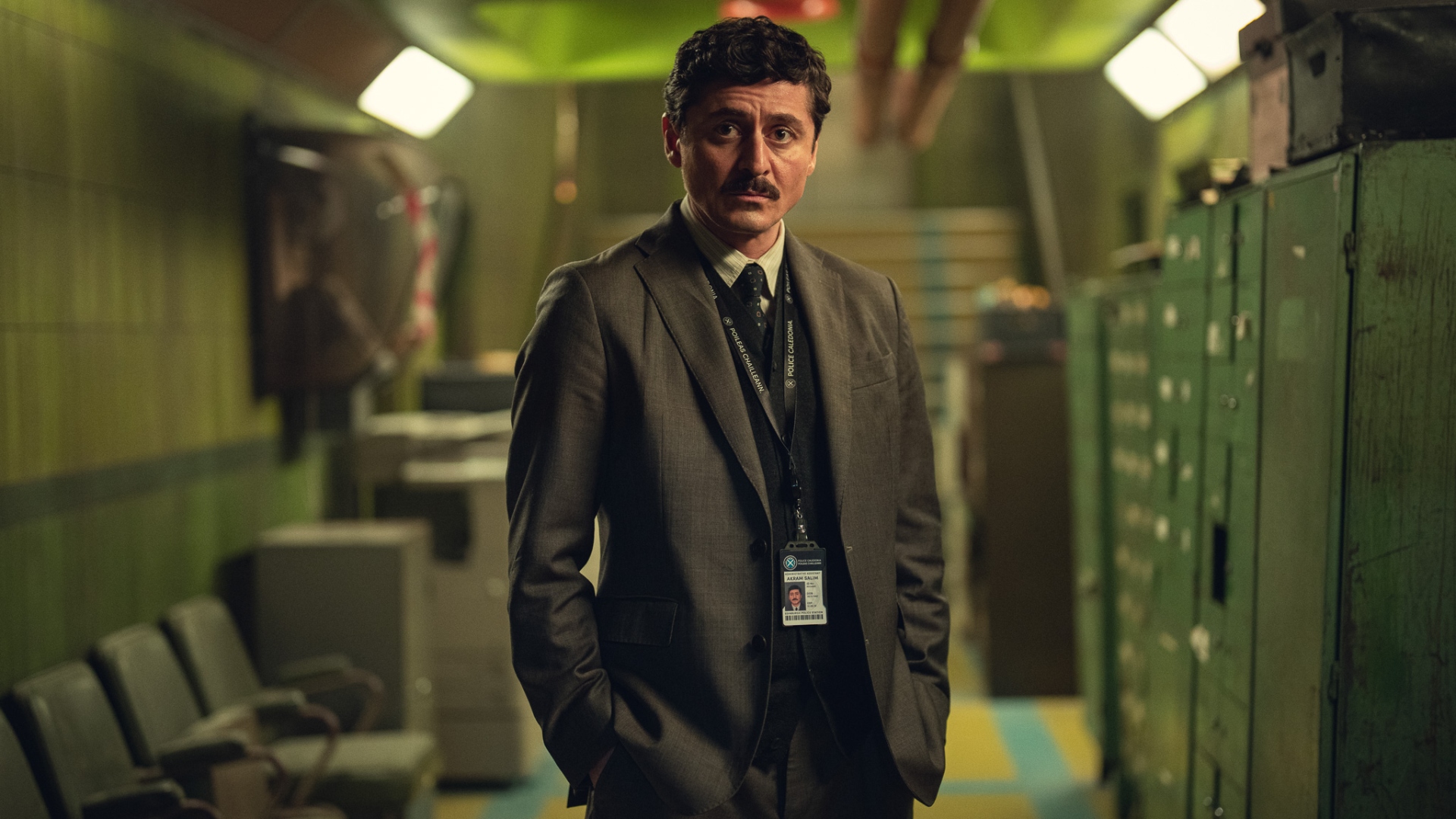Akram stands in a hallway in Department Q
