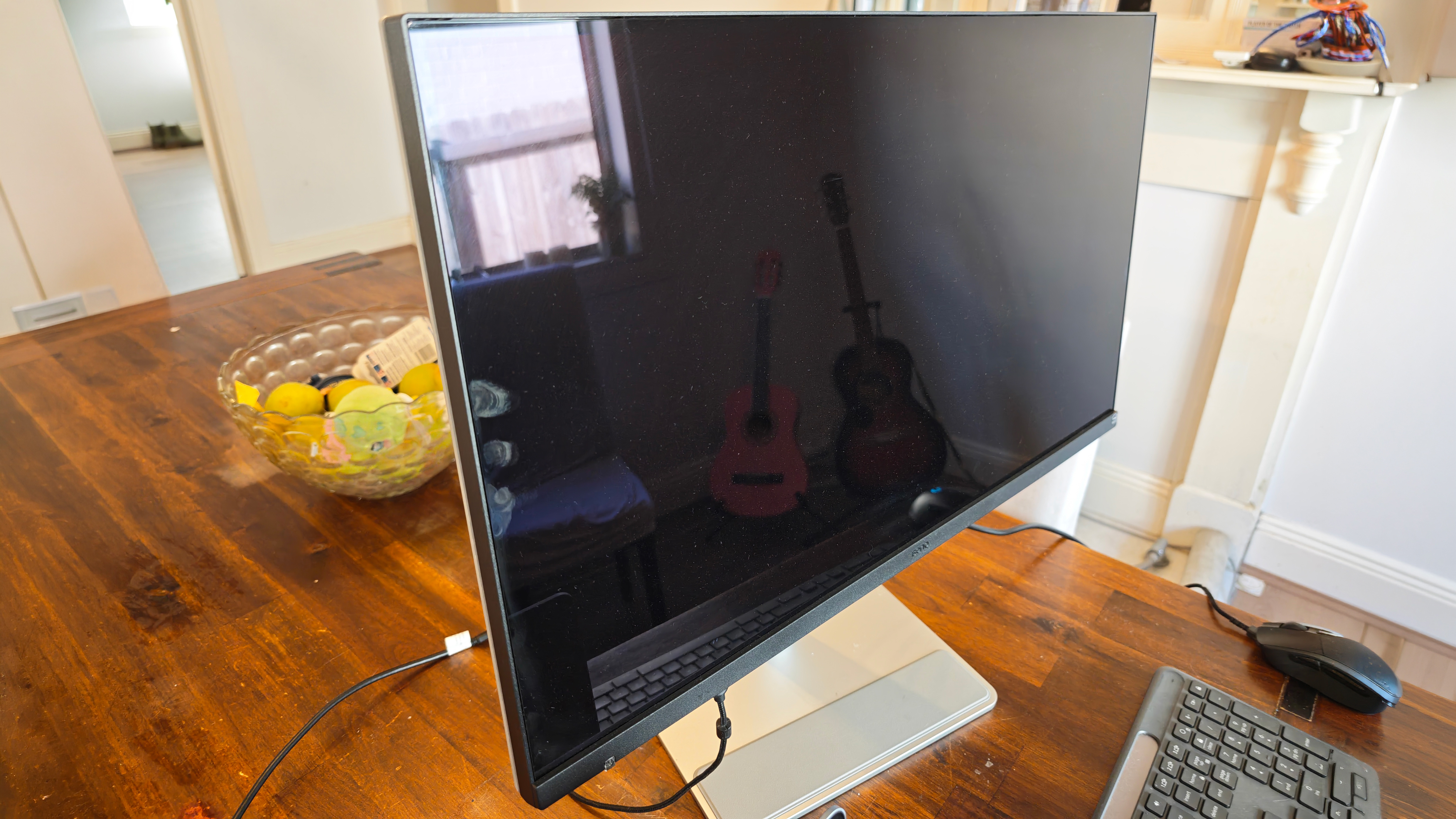 BenQ MA270S monitor display off showing reflections on an angle