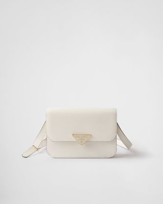 Saffiano Leather Flap Shoulder Bag