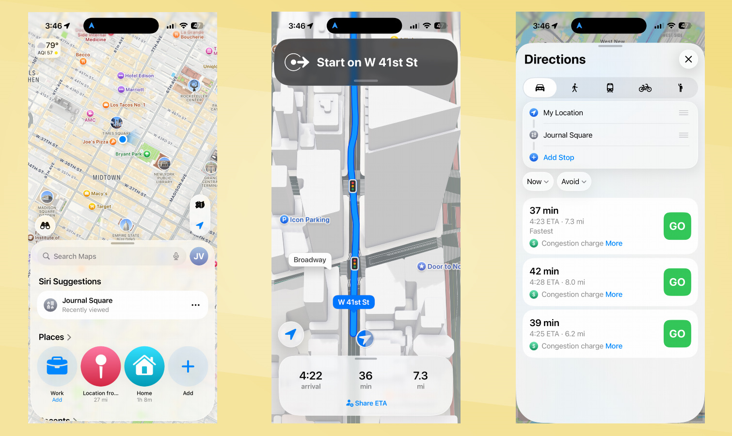 Apple Maps Interface screen shots.