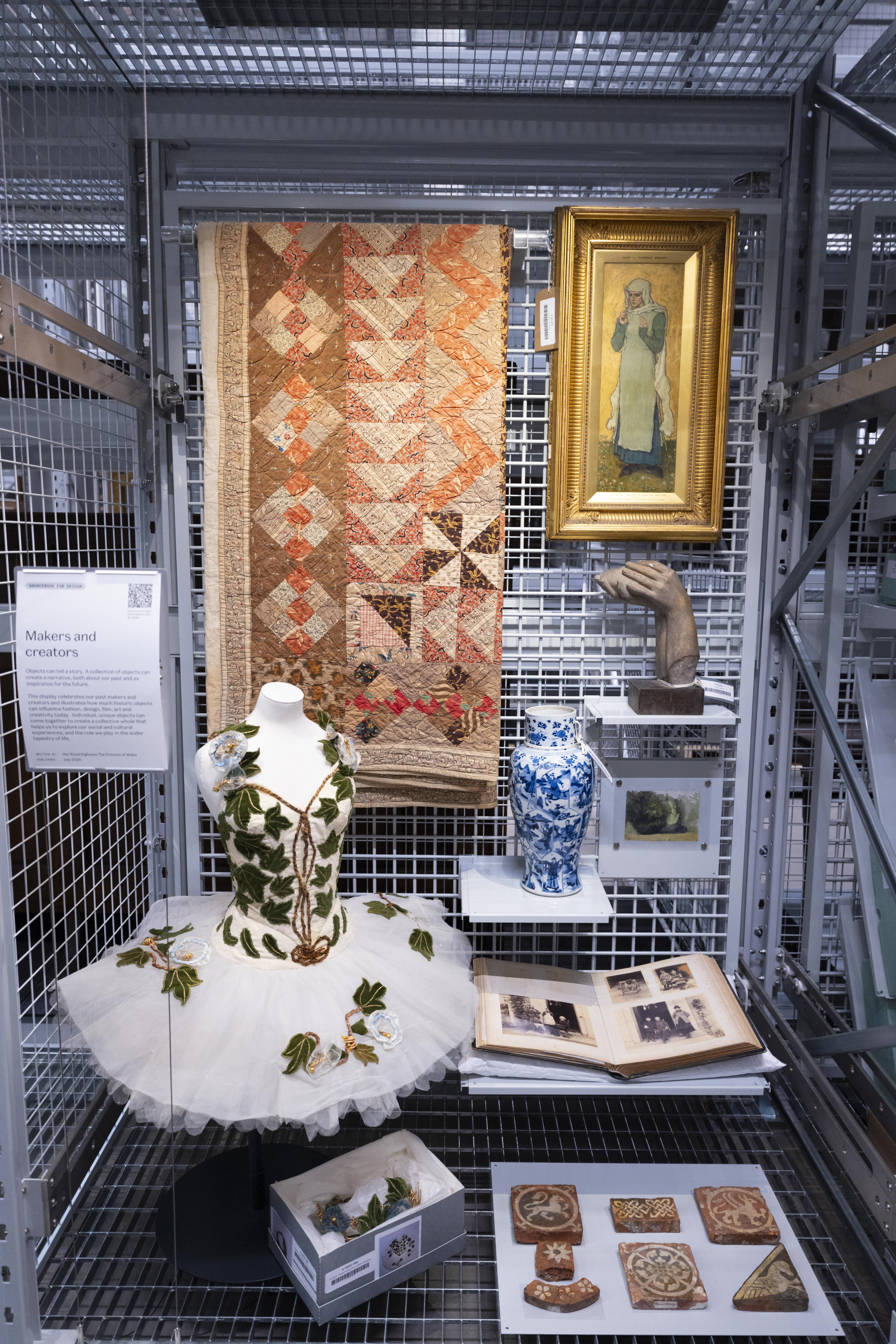 Princess Kate's display of objects at the V&A including a tutu, vase, tiles, quilt and a painting