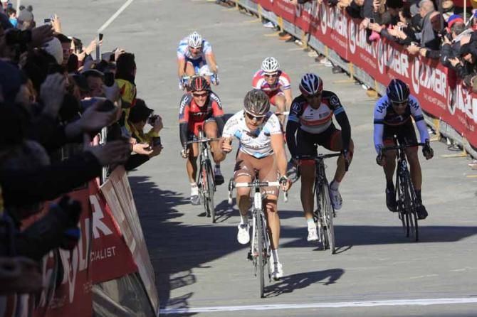 Rinaldo Nocentini (AG2R La Mondiale) leads home the race for third