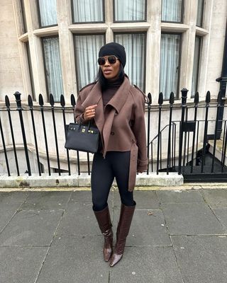 Black tights with brown boots best sale