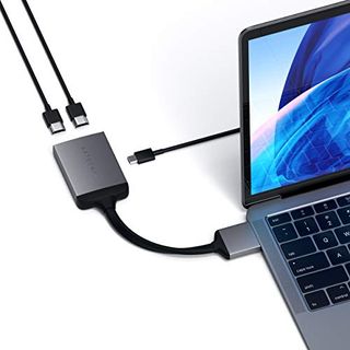 Satechi Aluminum Type-C Dual HDMI Adapter 4K 60Hz with USB-C PD Charging - Patent Pending - Compatible with 2019/2018 MacBook Pro, 2018 MacBook Air, 2018 Mac Mini (Space Gray)