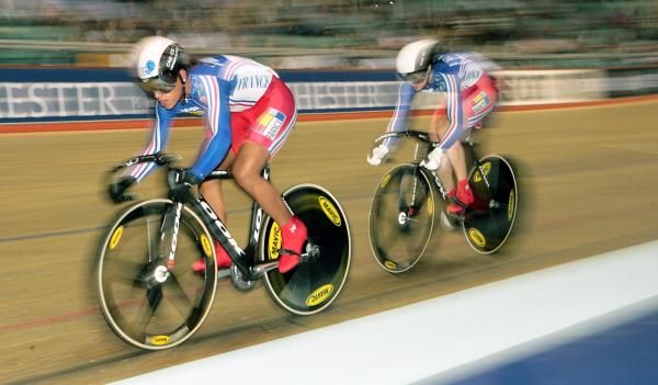 Virginie Cueff and Olivia Montaban (France) in the women's team sprint