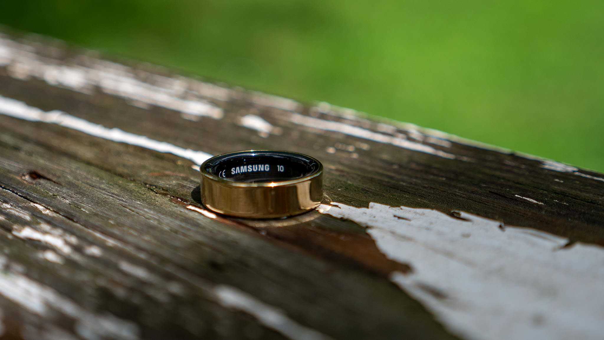 The gold Samsung Galaxy Ring