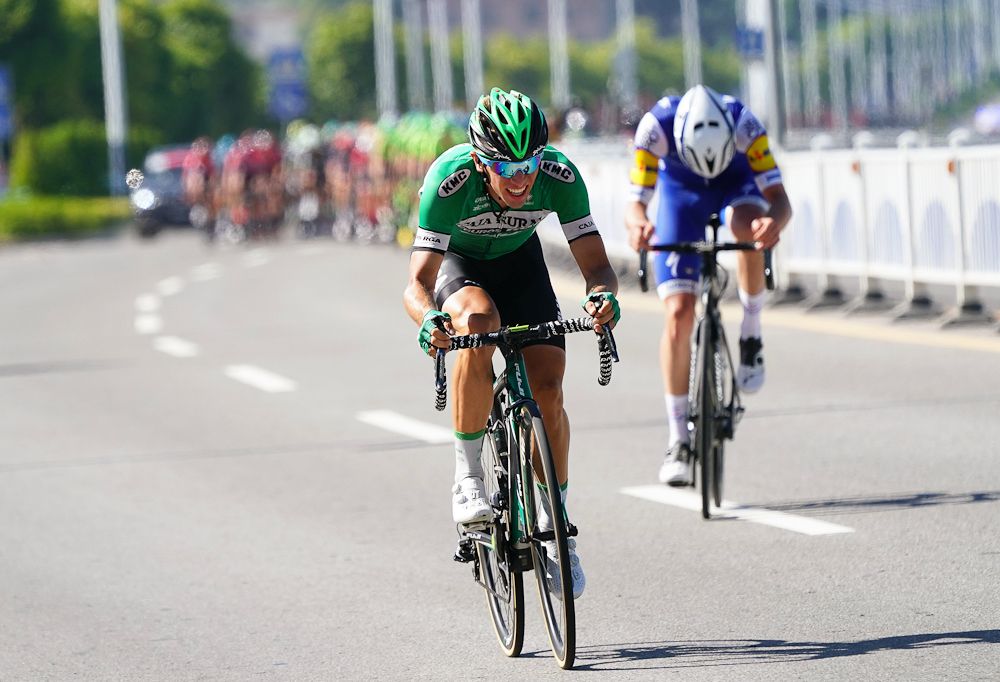 Jonathan Lastra and Remi Cavagna escape late in the race during stage 1 at Tour of Guangxi