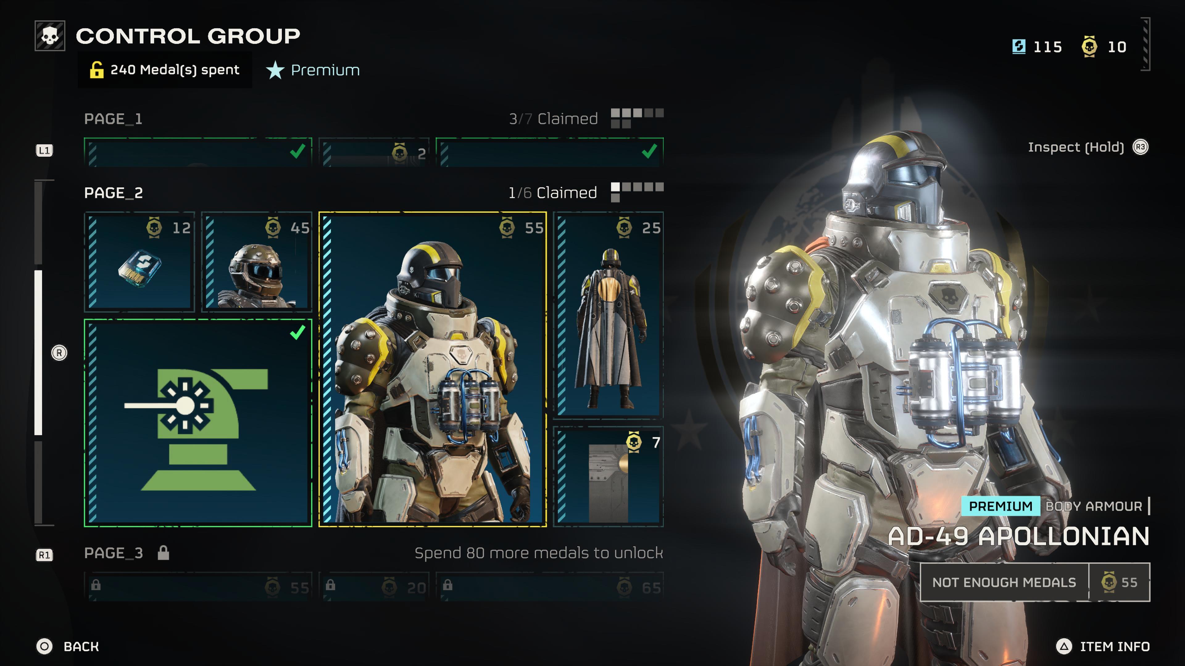 Helldivers 2 Control Group Warbond page 2 rewards Apollonian armor