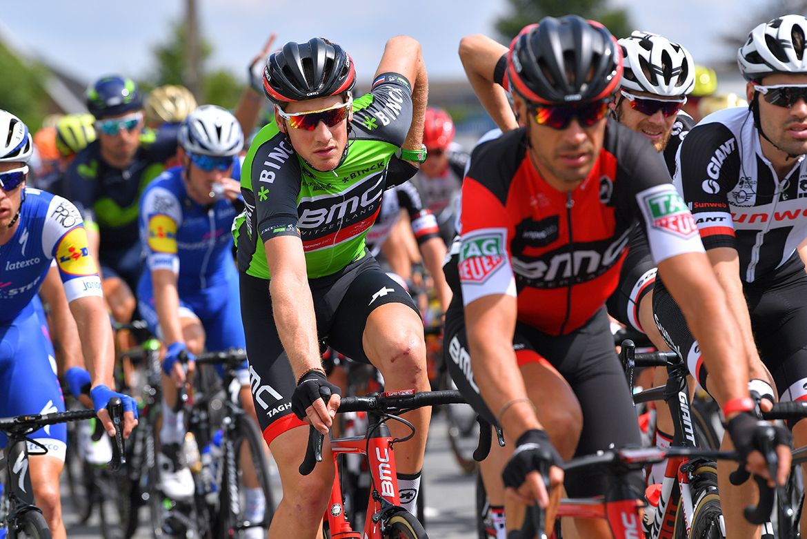 Stefan Kung sits in the bunch