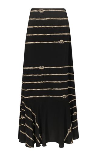 Hello Sailor Printed Silk Maxi Skirt