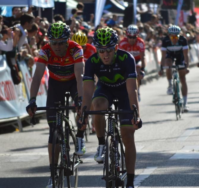 Alejandro Valverde (Movistar) crosses the finish line to become winner of the Vuelta a Andaluc&Atilde;&shy;a for third straight time.