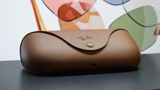 Photograph of Ray-Ban Meta smart glasses charging case.