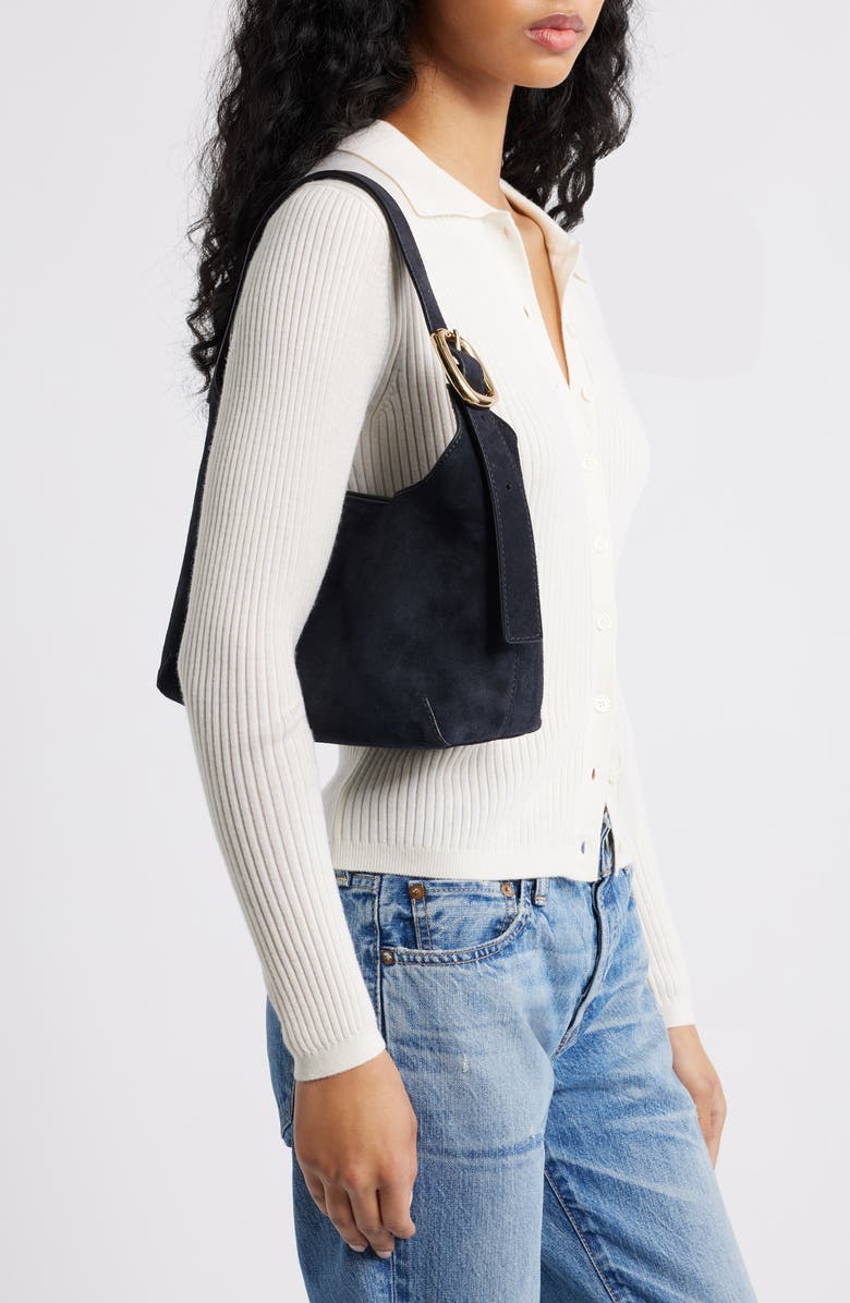 The Sculptural Buckle Suede Shoulder Bag