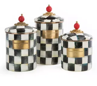 Mackenzie- Childs Set of 3 Enamel Canisters - Sm, Md, & Lg