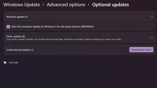 Screenshot of the optional Windows 11 Updates screen