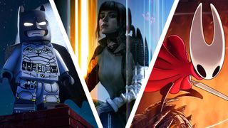 Lego Batman: Legacy of the Dark Knight, Call of Duty: Black Ops 7, and Hollow Knight: Silksong promotional art.
