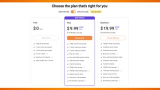 A screenshot of the FlexClip pricing plan