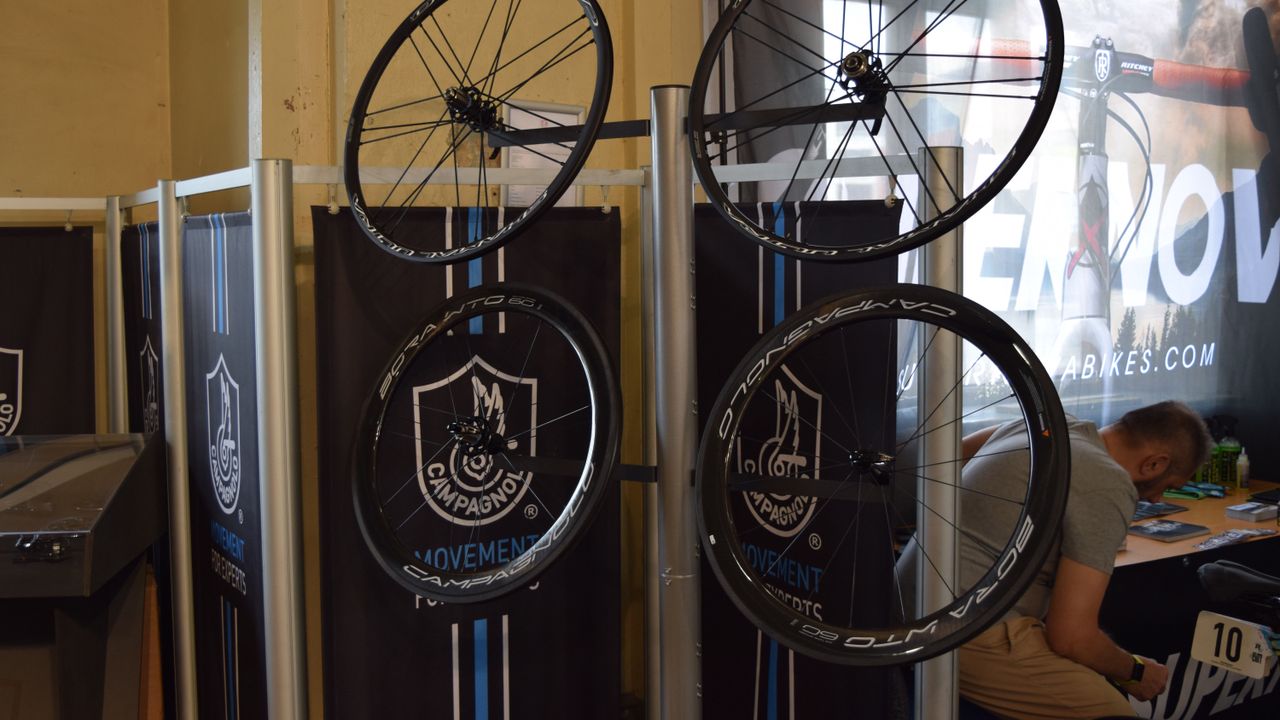 Campagnolo had their latest wheels and 12-speed groupsets on display