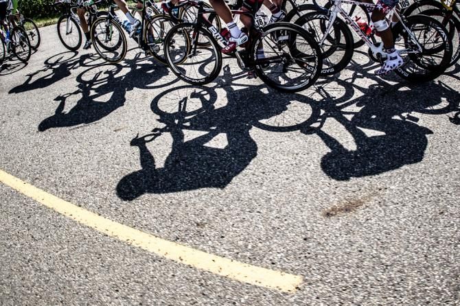 The peloton had sunny skies again for today's long stage.