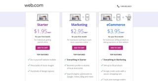 Web.com's website builder plans