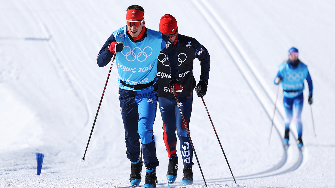 Team GB members on a cross-country skiing live stream