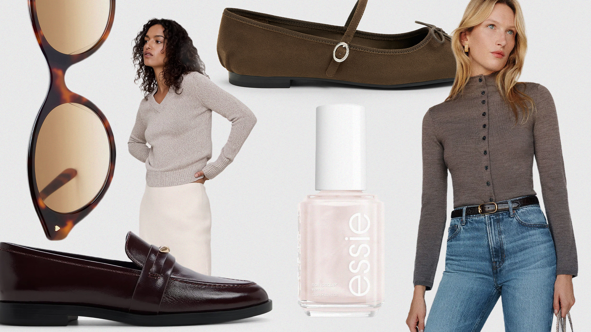 Collage of fall fashion and beauty items