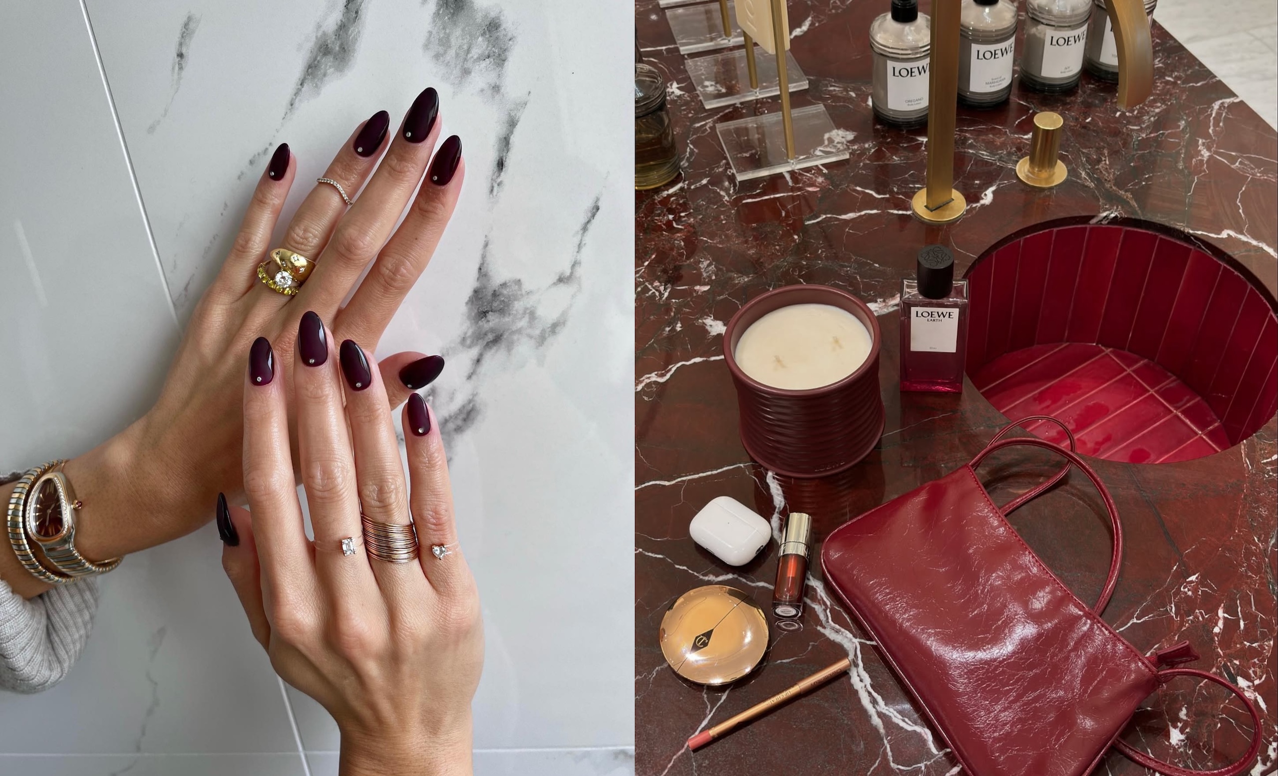 Burgundy collage