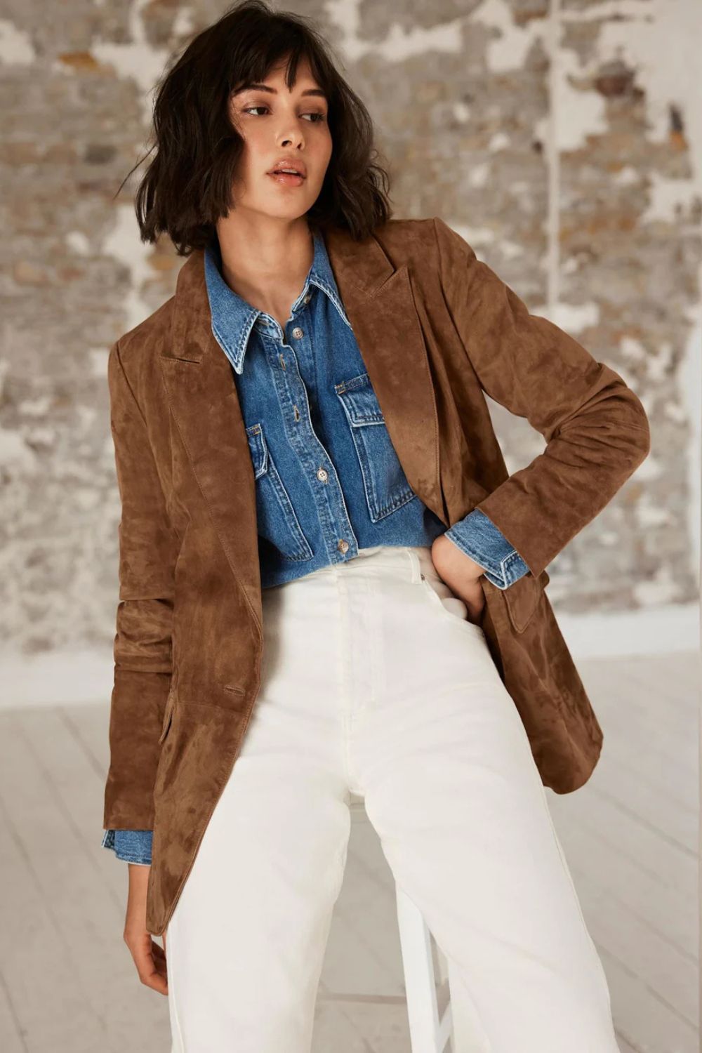 Mint Velvet Tan Suede Blazer