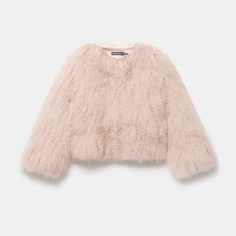 Mint Velvet , Pink Mongolian Fur Jacket