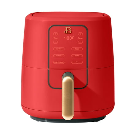 Beautiful 3 Qt Air Fryer With Turbocrisp Technology, Evergood Ceramic Nonstick Coating, Tomato Red by Drew Barrymore