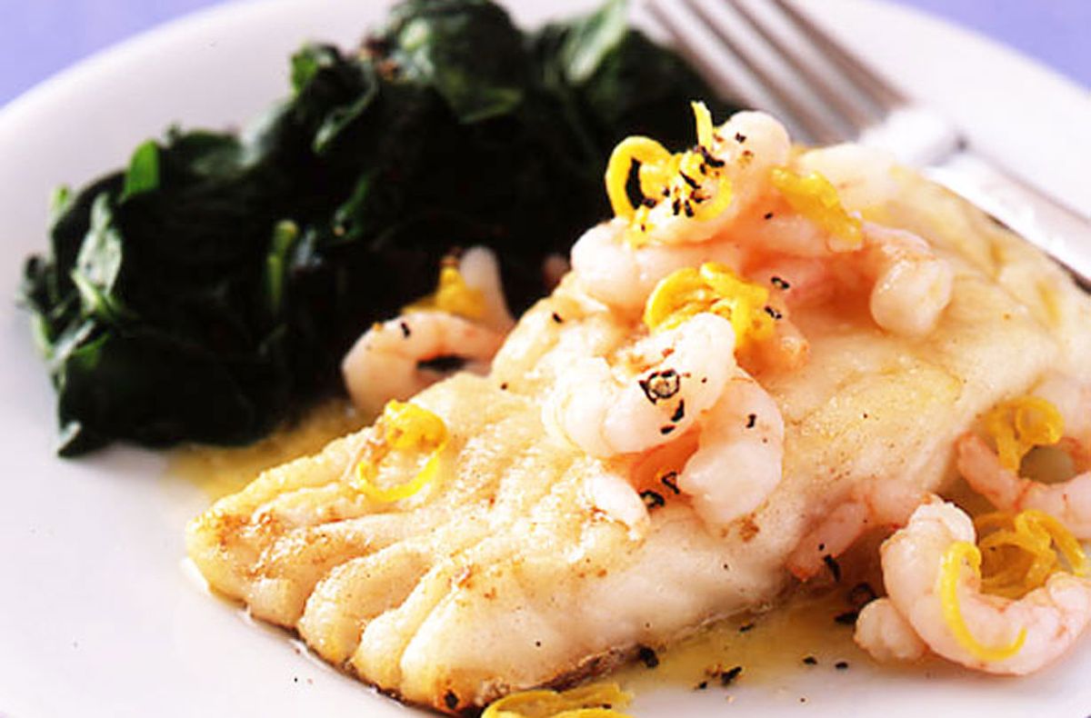 Panfried cod with prawn and lemon butter Recipes GoodtoKnow