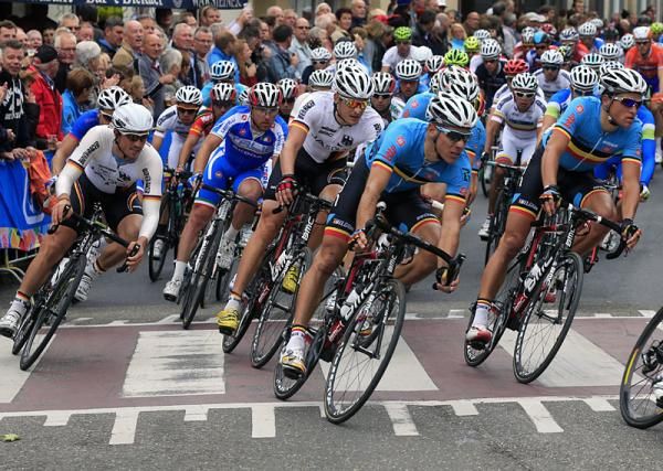 Philippe Gilbert (Belgium) bides his time in the peloton.