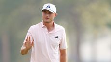 Ludvig Aberg of Sweden waves on the 12th hole during the second round of the 124th U.S. Open at Pinehurst Resort on June 14, 2024 in Pinehurst, North Carolina.