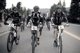 Riders Mark Thompson, Evan Plews and Josh Tostado roll through the streets