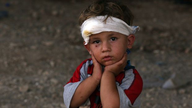 A Yazidi child takes shelter in Iraq&amp;#039;s autonomous Kurdistan region