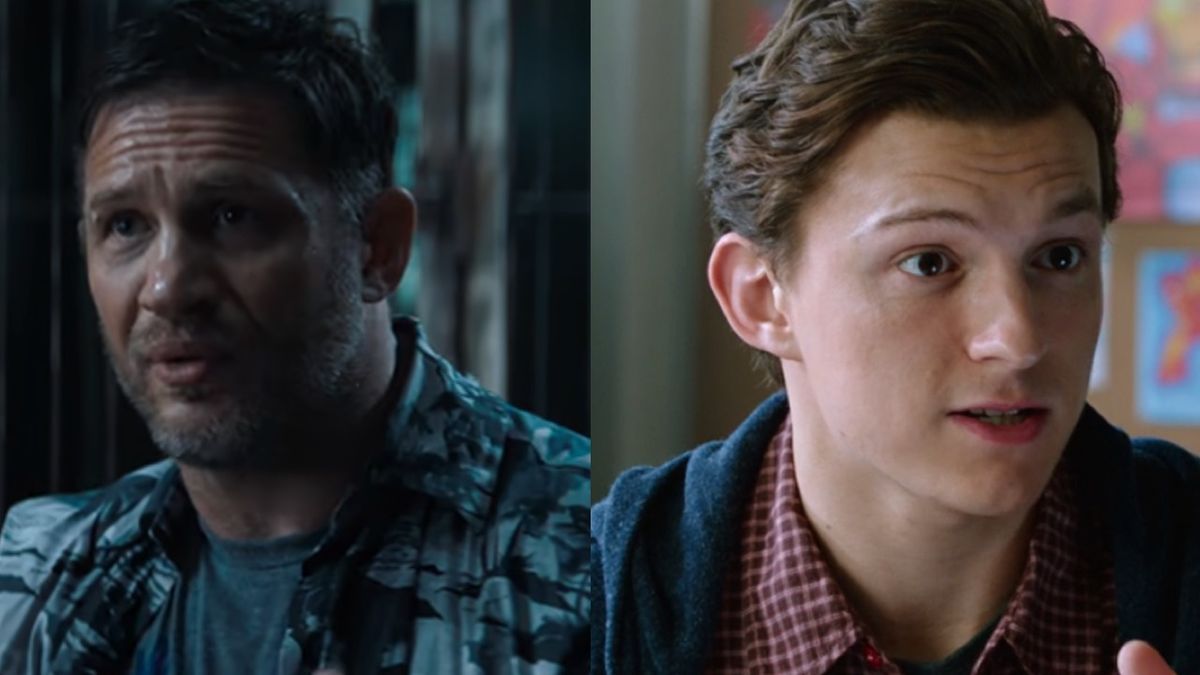 Tom Hardy&#039;s Eddie Brock and Tom Holland&#039;s Peter Parker side by side 