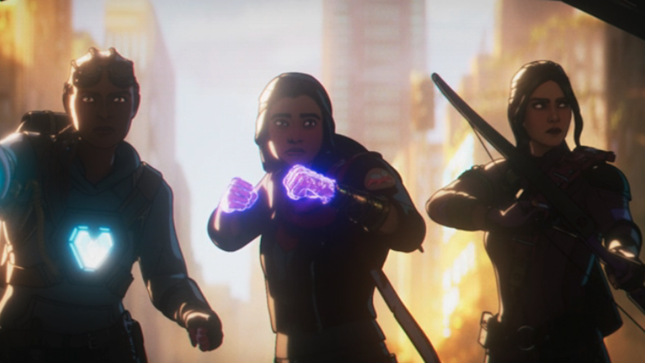 Ironheart, Ms. Marvel and Kate Bishop investigating a ship in Marvel Zombies