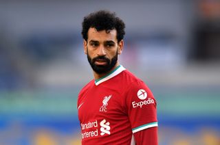 Liverpool’s Mohamed Salah during the Premier League match at the AMEX Stadium, Brighton