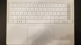 closeup of a a white laptop keyboard