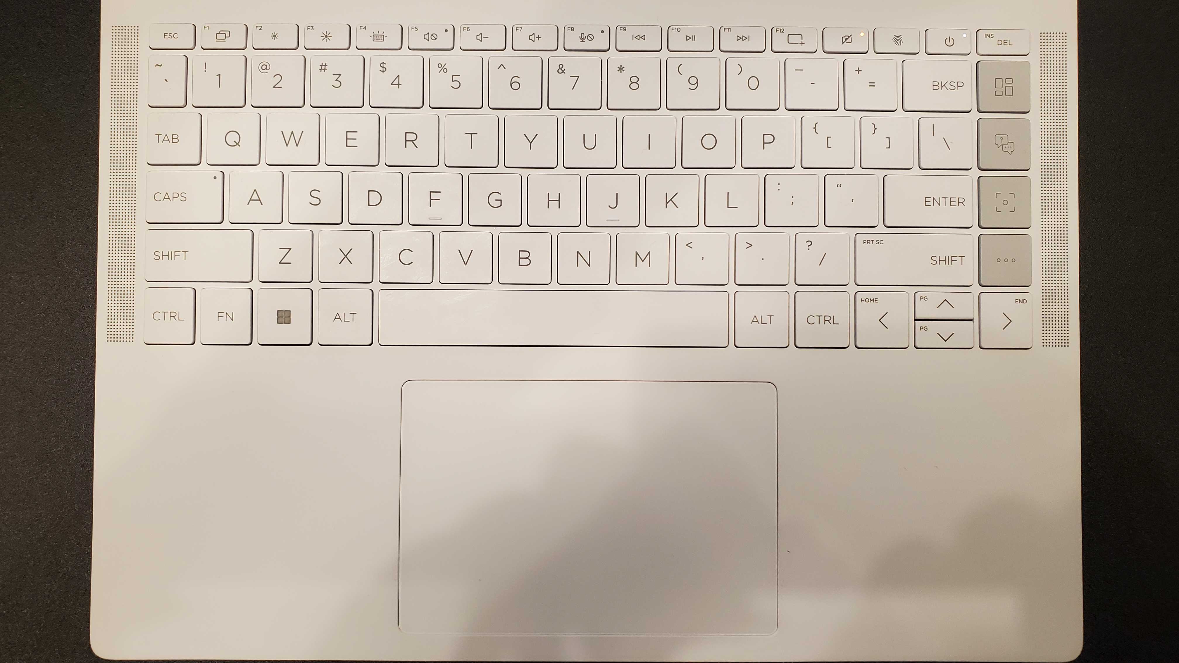 closeup of a a white laptop keyboard