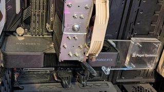 Interior of a PC with an RTX 3080 Ti and Threadripper CPU.