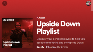 Spotify Stranger Things playlist computer screen shot