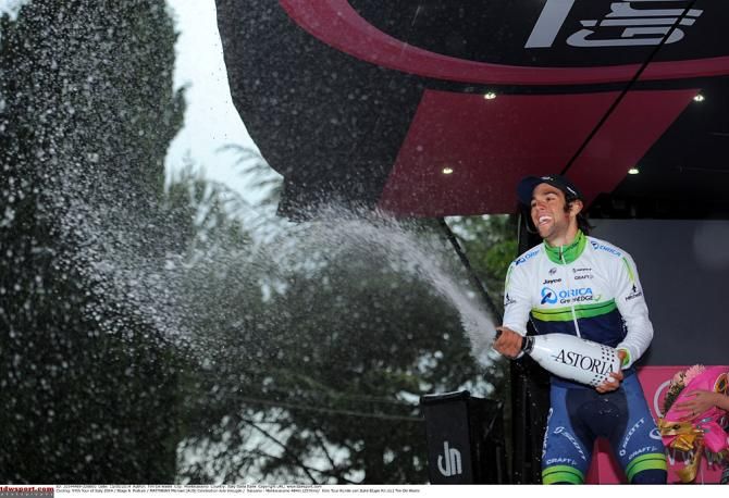 Michael Matthews celebrates a stage win