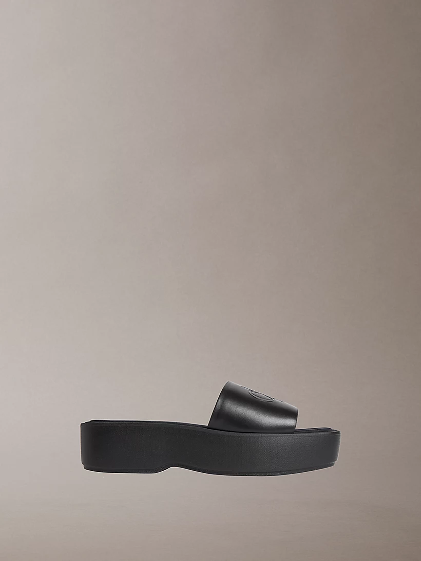 Amelia - Leather Platform Sliders